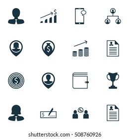Set Of Management Icons On Messaging, Successful Investment And Wallet Topics. Editable Vector Illustration. Includes Wallet, Prize, Career And More Vector Icons.