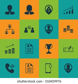 Set Of Management Icons On Messaging, Phone Conference And Money Navigation Topics. Editable Vector Illustration. Includes Stacked, Mobile, Career And More Vector Icons.