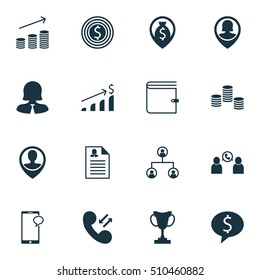Set Of Management Icons On Messaging, Cellular Data And Successful Investment Topics. Editable Vector Illustration. Includes Employee, Wallet, Growth And More Vector Icons.