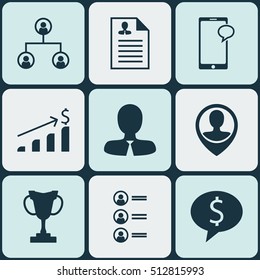 Set Of Management Icons On Messaging, Curriculum Vitae And Manager Topics. Editable Vector Illustration. Includes Discussion, Resume, Growth And More Vector Icons.