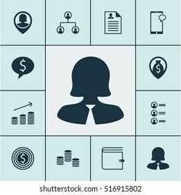 Set Of Management Icons On Messaging, Money Navigation And Tree Structure Topics. Editable Vector Illustration. Includes List, Applicants, Cash And More Vector Icons.