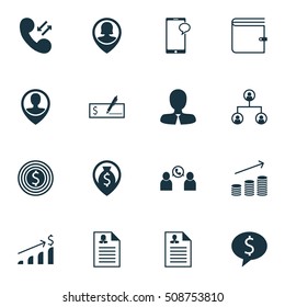 Set Of Management Icons On Money Navigation, Manager And Pin Employee Topics. Editable Vector Illustration. Includes Purse, Money, Cellular And More Vector Icons.