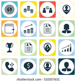 Set Of Management Icons On Money, Successful Investment And Phone Conference Topics. Editable Vector Illustration. Includes Female, Coins, Discussion And More Vector Icons.