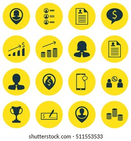 Set Of Management Icons On Money Navigation, Phone Conference And Job Applicants Topics. Editable Vector Illustration. Includes User, Male, Stacked And More Vector Icons.