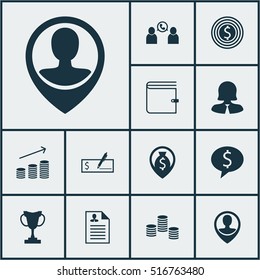 Set Of Management Icons On Money, Curriculum Vitae And Business Woman Topics. Editable Vector Illustration. Includes Increase, Cup, Male And More Vector Icons.