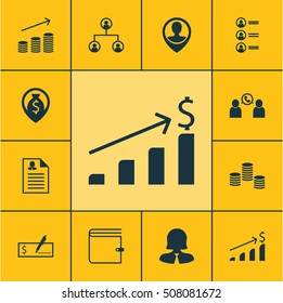 Set Of Management Icons On Phone Conference, Tree Structure And Successful Investment Topics. Editable Vector Illustration. Includes Applicants, Stacked, Bank And More Vector Icons.