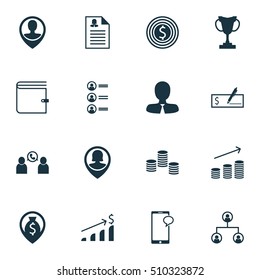 Set Of Management Icons On Phone Conference, Tree Structure And Tournament Topics. Editable Vector Illustration. Includes List, Stacked, Wallet And More Vector Icons.