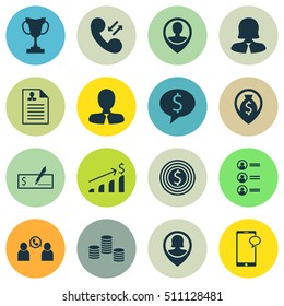 Set Of Management Icons On Phone Conference, Business Goal And Curriculum Vitae Topics. Editable Vector Illustration. Includes Applicants, Job, List And More Vector Icons.