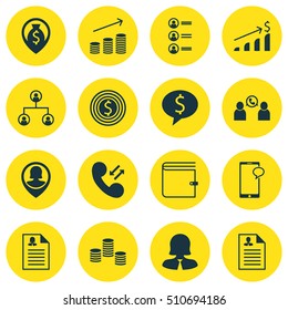 Set Of Management Icons On Pin Employee, Job Applicants And Money Topics. Editable Vector Illustration. Includes Discussion, Mobile, Coins And More Vector Icons.