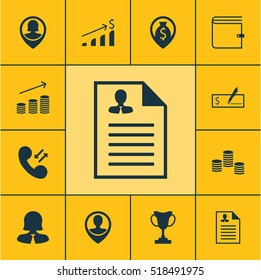 Set Of Management Icons On Pin Employee, Tournament And Curriculum Vitae Topics. Editable Vector Illustration. Includes Wallet, Bank, Resume And More Vector Icons.