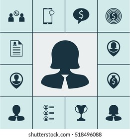 Set Of Management Icons On Pin Employee, Manager And Messaging Topics. Editable Vector Illustration. Includes Cash, Call, Opinion And More Vector Icons.