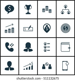 Set Of Management Icons On Successful Investment, Business Woman And Cellular Data Topics. Editable Vector Illustration. Includes Phone, Call, Increase And More Vector Icons.