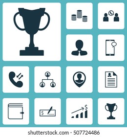 Set Of Management Icons On Tournament, Phone Conference And Successful Investment Topics. Editable Vector Illustration. Includes Tree, Coins, Call And More 