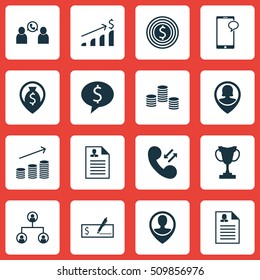 Set Of Management Icons On Tree Structure, Tournament And Business Deal Topics. Editable Vector Illustration. Includes Money, Success, Call And More Vector Icons.