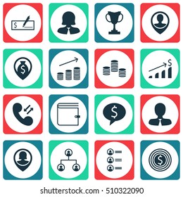 Set Of Management Icons On Tree Structure, Cellular Data And Tournament Topics. Editable Vector Illustration. Includes Call, Purse, Structure And More Vector Icons.