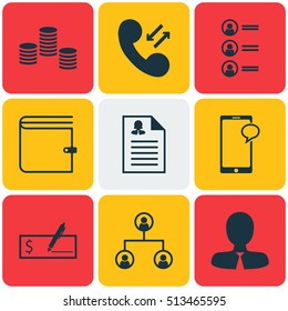 Set Of Management Icons On Tree Structure, Job Applicants And Wallet Topics. Editable Vector Illustration. Includes Bank, Coins, Male And More Vector Icons.