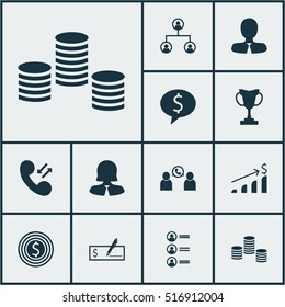 Set Of Management Icons On Tree Structure, Business Deal And Bank Payment Topics. Editable Vector Illustration. Includes Female, Success, Male And More Vector Icons.