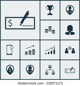 Set Of Management Icons On Tree Structure, Money And Phone Conference Topics. Editable Vector Illustration. Includes Chat, Money, Stacked And More Vector Icons.
