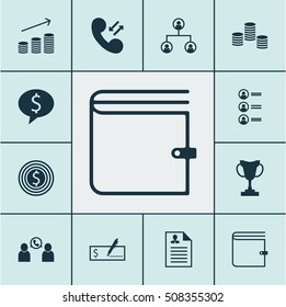 Set Of Management Icons On Wallet, Money And Business Goal Topics. Editable Vector Illustration. Includes Opinion, Cellular, Male And More Vector Icons.