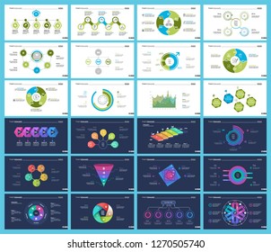 Set of management or statistics concept infographic charts. Business diagrams for presentation slide templates. For corporate report, advertising, banner and brochure design.