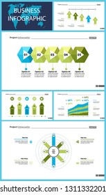 Set of management or statistics concept infographic charts. Business diagrams for presentation slide templates. For corporate report, advertising, banner and brochure design.