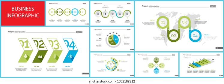 Set of management or statistics concept infographic charts. Business diagrams for presentation slide templates. For corporate report, advertising, banner and brochure design.