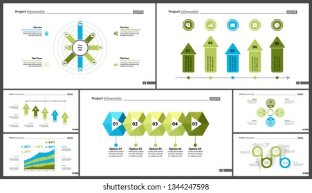 Set of management or statistics concept infographic charts. Business diagrams for presentation slide templates. For corporate report, advertising, banner and brochure design.
