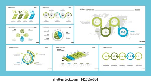 Set of management or statistics concept infographic charts. Business diagrams for presentation slide templates. For corporate report, advertising, banner and brochure design.