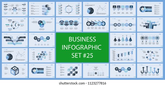 Set of management or teamwork concept infographic charts. Business diagrams for presentation slide templates. For corporate report, advertising, banner and brochure design.