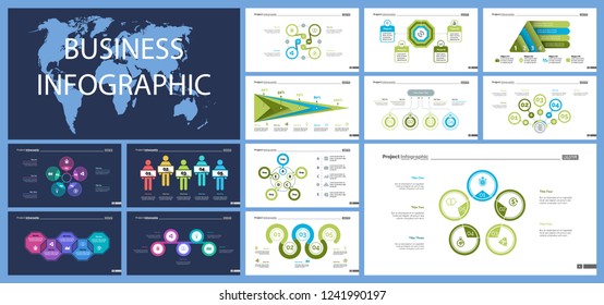 Set of management or teamwork concept infographic charts. Business diagrams for presentation slide templates. For corporate report, advertising, banner and brochure design.