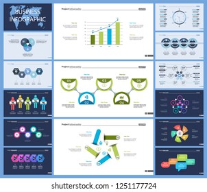 Set of management or teamwork concept infographic charts. Business diagrams for presentation slide templates. For corporate report, advertising, banner and brochure design.