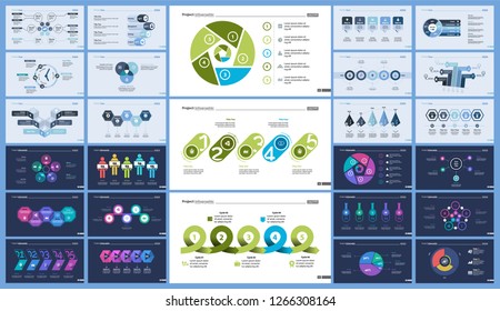Set of management or teamwork concept infographic charts. Business diagrams for presentation slide templates. For corporate report, advertising, banner and brochure design.