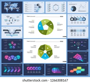 Set of management or teamwork concept infographic charts. Business diagrams for presentation slide templates. For corporate report, advertising, banner and brochure design.