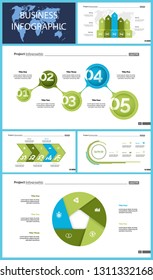 Set of management or teamwork concept infographic charts. Business diagrams for presentation slide templates. For corporate report, advertising, banner and brochure design.