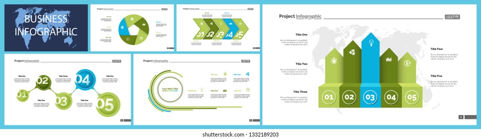 Set of management or teamwork concept infographic charts. Business diagrams for presentation slide templates. For corporate report, advertising, banner and brochure design.