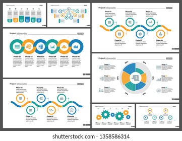 Set of management or teamwork concept infographic charts. Business diagrams for presentation slide templates. For corporate report, advertising, banner and brochure design.
