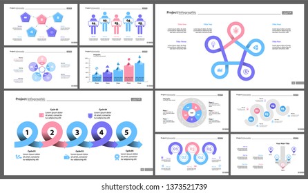 Set of management or teamwork concept infographic charts. Business diagrams for presentation slide templates. For corporate report, advertising, banner and brochure design.