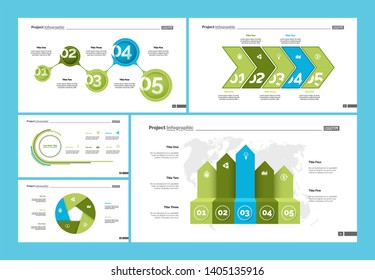 Set of management or teamwork concept infographic charts. Business diagrams for presentation slide templates. For corporate report, advertising, banner and brochure design.
