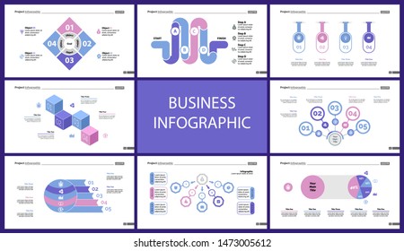 Set of management or teamwork concept infographic charts. Business diagrams for presentation slide templates. For corporate report, advertising, banner and brochure design.