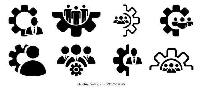 Set of management vector icons. Business partnership. Organization teamwork. Leadership or supervisor icon. Vector 10 Eps.