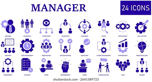 Set of manager Icons or symbols Vector fully editable file.