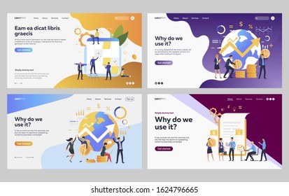 Set of managers developing financial strategy. Flat vector illustrations of business people finishing successful project. Development, planning concept for banner, website design or landing web page