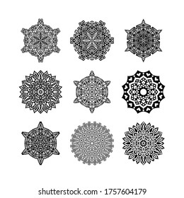 Establece el Vector de Colección Mandala 9, conjunto perfecto para cualquier tipo de diseño, logotipo, boda, cumpleaños y otras vacaciones