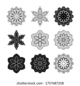 Set Mandala 9 Kollektion Vektorgrafik, Perfekt Set für jede Art von Design, Logo, Hochzeit, Geburtstag und anderen Feiertagen
