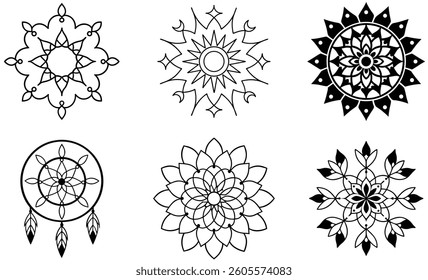 Set of mandala art designs mandala art for beginners design