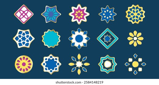 Set of Mandala Art geometric style circle symbols. Design element for Banner, Background, greeting card, social media and Ramadhan Kareem Gate. Vector illustration