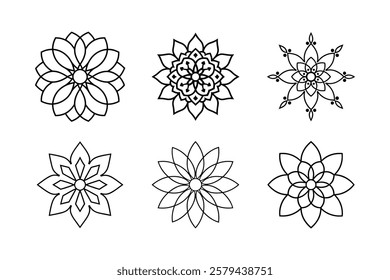 Set of mandala art on white background bundle