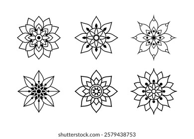 Set of mandala art on white background bundle