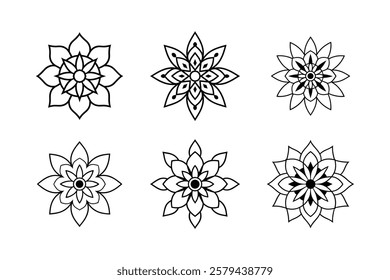 Set of mandala art on white background bundle