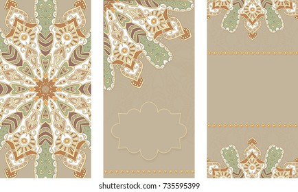set of mandala cards for invitation, wedding, party, flyer